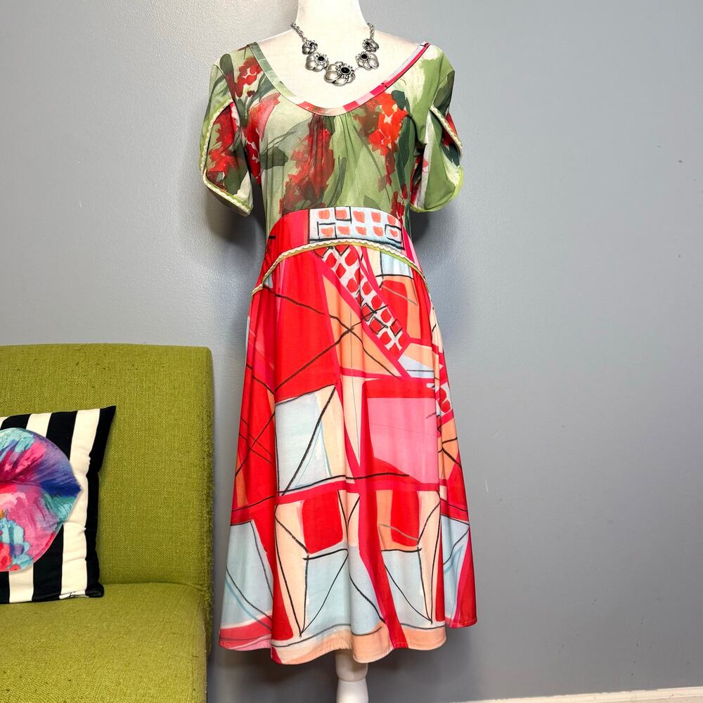 Save The Queen Multicolored Mixed Pattern A-Line … - image 1